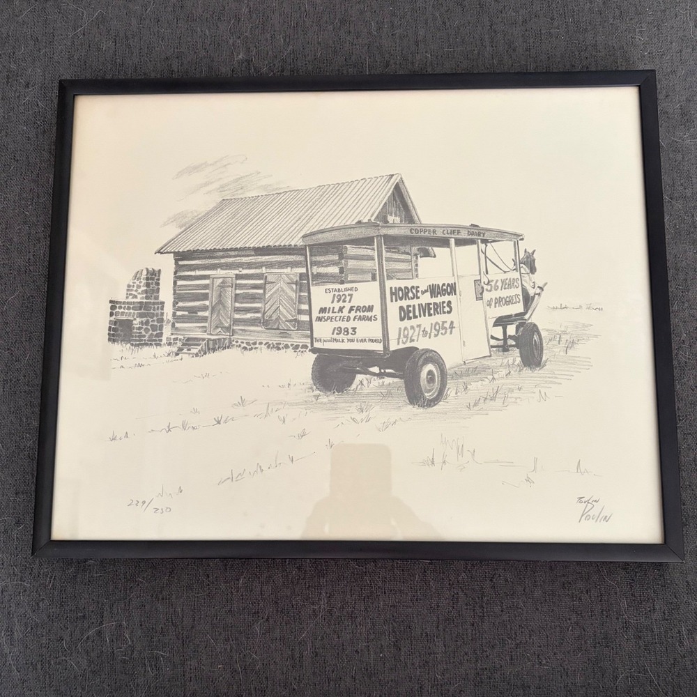 Poulin Copper Cliff Dairy Horse Wagon Delivery Signed Numbered Print 239/250